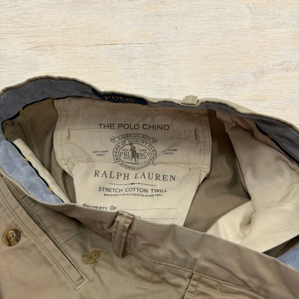 Polo Ralph Lauren Chino Pants 32/32 Stretch Cotton Twill Khaki Tan Mens